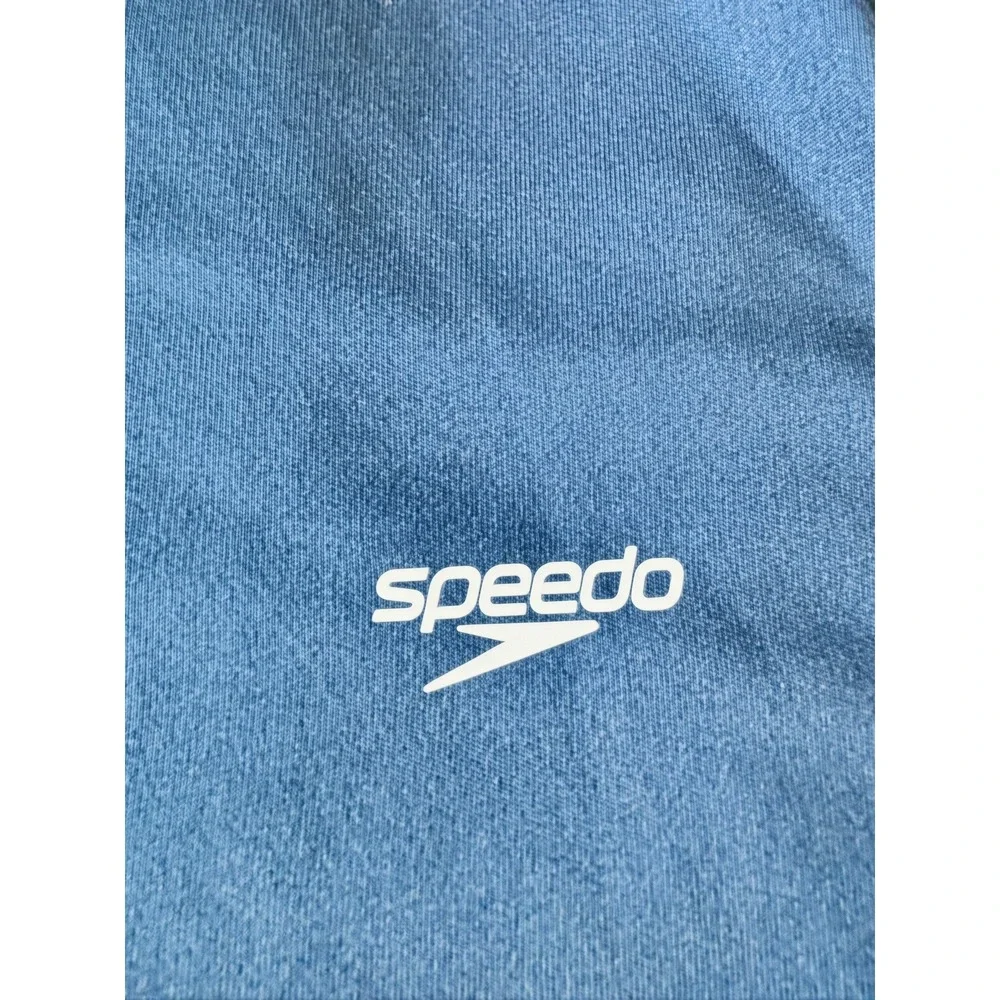Speedo Mens XL Navy Blue Quarter Zip Hooded Long Sleeve Swim Shirt Rash Guard